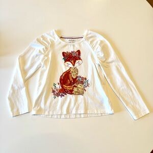 Haute Hippie Girl’s Long Sleeve Fox Graphic Kids Shirt, size M (7-8)